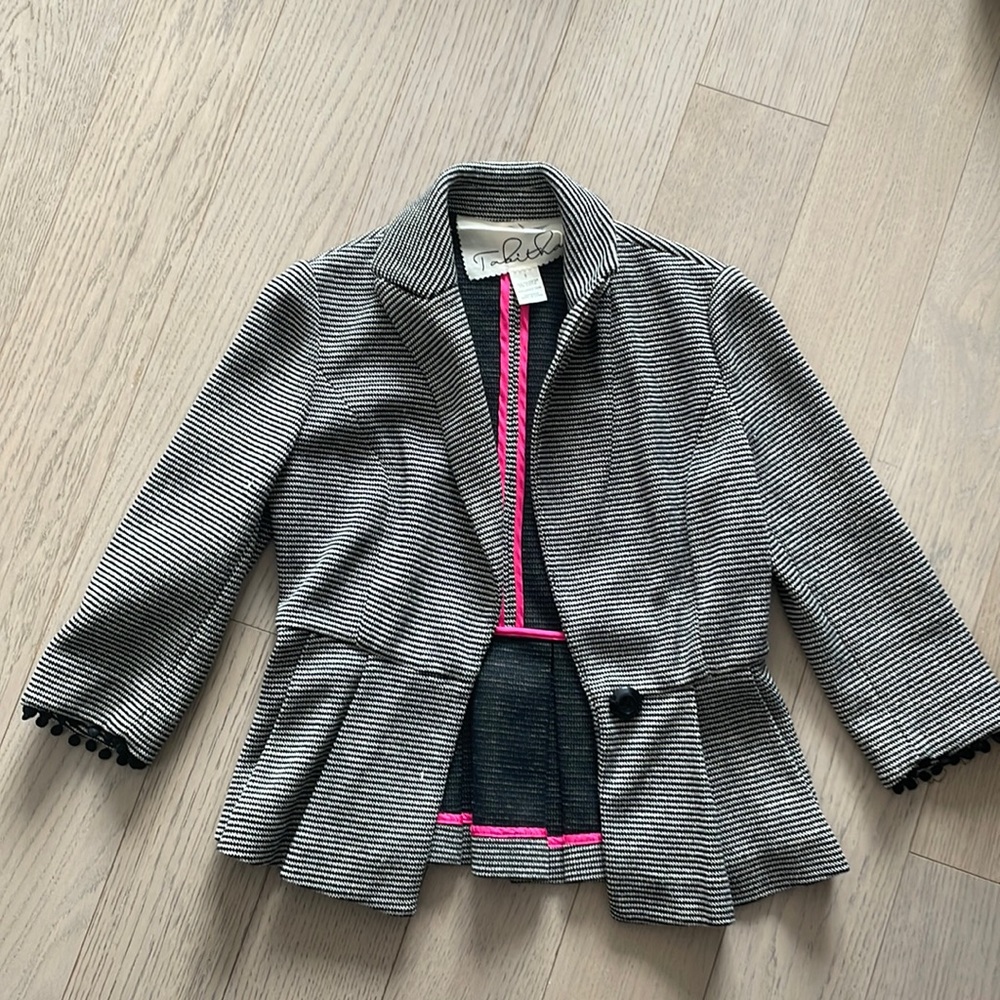 Anthropologie Black and White Striped Blazer
